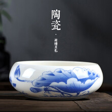 墨斗鱼 荷塘春色陶瓷花盆 水仙花盆铜钱草水培花盆茶洗一叶莲植物盆陶瓷绿萝水养无孔碗莲花盆2627