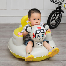 宝宝儿童座椅充气小沙发婴儿学坐椅学座椅音乐坐椅便携式餐椅浴凳子防摔垫训练坐立凳 特厚米色飞天鼠音乐款 100首儿歌