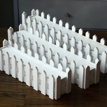 实木小栅栏杆白色田园篱笆干花假花木质栏栅围栏装饰花阳台护栏 长100厘米宽9高12(配泡沫) 中等