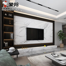 象邦悬空岩板电视背景墙瓷砖格栅大理石客厅木柜烟色 设计费2200元