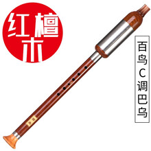百鸟黑檀木红木楠木竖吹横吹巴乌初学者成人中小学生儿童入门演奏款 （红檀木）巴乌C调