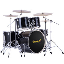 博仕德 架子鼓儿童成人爵士鼓练习入门初学者专业演奏5鼓2镲3镲4镲乐器 【演奏级】黑色/5鼓4镲(双版支架+大礼包)