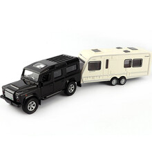 合金路虎仿真车模回力车玩具模型男孩汽车儿童小汽车越野车 黑色路虎拉旅行车