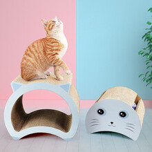 茨格曼 猫抓板猫玩具 猫爪板猫窝磨爪器瓦楞纸猫抓垫磨抓猫窝防猫抓沙发保护猫咪用品 猫头隧道二合一猫爪板 *