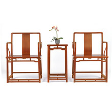 滑氏红木 红木家具缅甸花梨(学名:大果紫檀)南官帽椅三件套 实木椅子