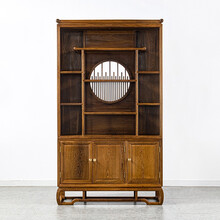 寻古红木家具非洲鸡翅木（学名：非洲崖豆木）书柜实木新中式书房书架柜酒柜储物柜展示柜 单个：长126*宽38*高218cm