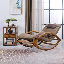 寻古红木家具非洲鸡翅木（学名：非洲崖豆木）摇摇椅实木新中式逍遥椅老人午休睡躺椅阳台客厅休闲椅S 两件套：摇椅+大号茶几