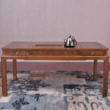 匠人塘红木家具非洲鸡翅木（学名：非洲崖豆木）茶桌椅组合实木茶桌功夫茶桌中式客厅办公室泡茶桌茶几茶台桌 单桌(带电热炉) 长160*宽86*高75cm