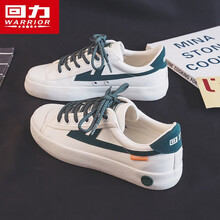 回力女鞋反光帆布鞋子女2021春季新款情侣休闲鞋ins透气百搭板鞋 白/深绿 38