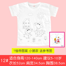 绘画T恤创意材料幼儿园儿童子手工制作diy手绘涂鸦文化衫纯白色 T恤带图案【小猪款】