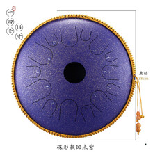 hluru鲁儒14音14英寸碟形鼓空灵鼓钢舌鼓色空鼓手碟初学打击乐器专业级 14寸14音（蝶形款斑点紫）+21音拇指琴