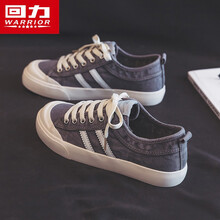回力女鞋帆布鞋女休闲百搭2021春季新款潮鞋ins低帮韩版情侣板鞋子 黑灰白 36