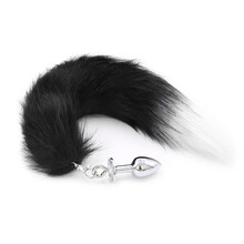 可拆卸挂钩款肛部后庭塞多色可选狐狸尾巴金属肛塞 sm情趣用品男女用器具私密另类玩具性调教 黑尾白尖人造狐狸尾可拆卸挂钩金属肛塞 长约35CM肛塞直径约3CM