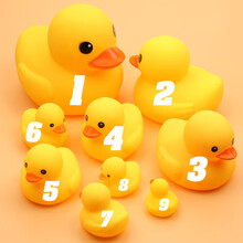 [可咬]解压神器宝宝戏水洗澡玩具小黄鸭游泳鸭子软胶捏捏叫小鸭子网红婴儿男孩女孩戏水沐浴 4号5号6号7号8号各一只 (共5只)