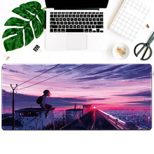海琴烟 鼠标垫超大号油画风唯美风景艺术动漫简约文艺个性定制订做电脑办公电竞游戏锁边护腕键盘垫桌垫 孤独城市 300x800x3mm