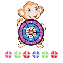 儿童玩具布制飞镖粘粘球男孩女孩投掷飞镖盘黏黏球类玩具亲子室内户外玩具球 大象沾沾球 小猴子标靶+6球+钩子