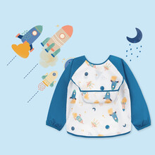 可优比(KUB) 宝宝吃饭罩衣防水饭兜儿童婴儿围兜防脏长袖反穿衣-星际巡航-90cm