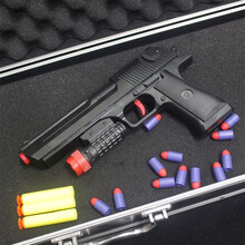 儿童玩具软弹枪手动上膛连发加特林重机枪吃鸡武人器男孩玩具枪礼物 沙鹰软弹枪+3发长子弹+12发短子弹