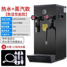 蒸汽奶泡机开水器商用全自动奶茶店热水器蒸汽开水机电热烧水 加强款 蒸汽开水机 黑钛 带水泵