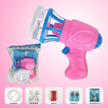 电动吹泡泡机风扇多模式泡泡枪儿童玩具泡泡水补充液网红抖音同款 红色(2瓶液+2电池+20包液)