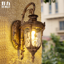 灯力 户外壁灯防水欧式美式（防尘防雷防生锈）室外大门口阳台过道走廊灯楼梯别墅花园庭院灯复古灯具灯饰 暖光 【配送12w节能LED灯泡】可朝上朝下安装