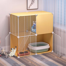 宠趣汇猫笼子家用别墅可放猫砂盆室内猫窝带厕所猫柜猫舍小型保暖猫咪笼 『2列2层1排』 套餐四【猫窝、宠物碗、猫砂盆】+套餐一