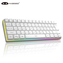 MageGee TS92 无线mini小键盘 61键迷你便携薄膜键盘 RGB背光机械手感办公键盘 笔记本台式电脑游戏键盘 白色