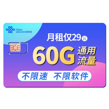 中国联通 联通流量卡5g电话卡无限纯流量上网卡手机卡不限速日租大王卡上网卡手机号卡 小爽卡29（60G通用+100通话）5G套餐
