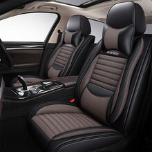 牧饰透气亚麻全包围汽车坐垫新款专车专用车椅套四季通用耐磨座垫 黑棕色 日产新天籁轩逸骐达蓝鸟阳光骊威西玛楼兰奇骏逍客劲客