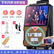 金正广场舞音响带显示屏幕大屏无线话筒拉杆户外音箱K歌家用蓝牙唱歌跳舞一体机移动ktv大功率音量播放器 15寸高清同屏版+U盘