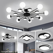 屋语艺术灯 网红款LED北欧灯具套餐家用套餐组合现代简约三室两厅大气客厅卧室魔豆吊灯 大三室两厅三色变光【包安装到手价2888元】