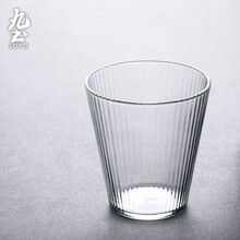 九土手工玻璃分享壶实木架咖啡滤杯手冲壶加厚过滤欧式咖啡壶滤杯匀杯摩卡壶 条纹玻璃杯