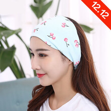 坐月子帽薄款孕妇帽子女春秋时尚头巾发带产妇帽产后用品 小樱桃头巾-蓝