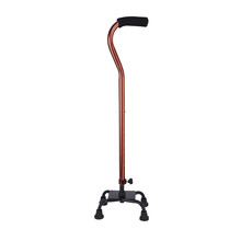 祝浩康 老人四脚拐杖铝合金老年四角拐棍伸缩防滑手杖高度可调节手杖 弧度铜色四角手杖