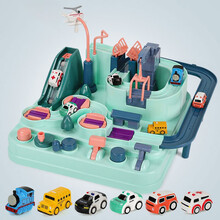 星云宝贝 儿童玩具小汽车大冒险闯关火车轨道车桌面早教玩具男孩亲子互动抖音同款创意停车场 儿童节礼物 加大号马卡龙音乐闯关大冒险【六车】配计时器