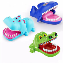 大鲨鱼咬手指  鳄鱼咬手玩具鲨鱼咬人咬手指创意小鳄鱼嘴巴整蛊儿童亲子玩具-A 咬手鳄鱼+鲨鱼+河马蓝 大号