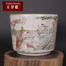 庄梦蝶 民国洪宪款手绘浅绛彩寿星人物香炉仿古董瓷器收藏家居用品摆件