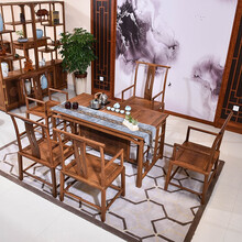 寻古红木家具非洲鸡翅木（学名：非洲崖豆木）茶桌椅组合实木新中式办公室泡茶桌茶台O 146茶桌+大号禅椅+小号禅椅
