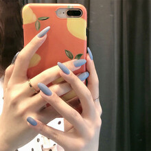 【24片】指甲贴片蓝绿色撞色美甲成品磨砂方头持久冷淡风可拆卸假指甲潮 AA2030