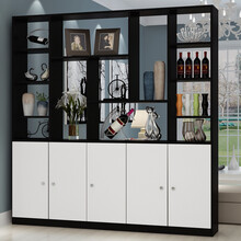 简约进门玄关隔断柜酒柜门厅客厅鞋柜储物置物收纳间厅屏风展示柜 海澳德 五门黑白配2米高*200宽 组装 框架结构