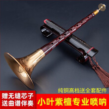 智扣（ZHIKOU） 印度小叶紫檀唢呐乐器全套专业演奏高档纯铜中号索呐喇叭C调D调大 中 小号锁呐 紫檀D+3个哨+哨盒+硅油
