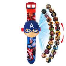 电子投影手表变形奥特曼钢铁蜘蛛侠冰雪奇缘金刚卡通翻盖儿童玩具男孩 美国队长