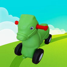 马塑料带音乐摇摇车婴儿木马摇椅宝宝玩具两用滑行溜溜车 绿色小马车