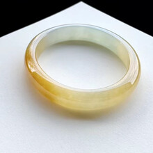 4宽/厚11/6.8冰飘黄贵妃 翡翠玉镯收藏缅甸天然翡翠镯子