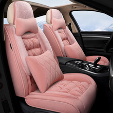 魅驹冬季汽车坐垫毛绒座垫全包汽车座套卡罗拉速腾朗逸逍客宝来轩逸vv5迈腾哈弗f7雅阁捷达QJ 柔情粉-豪华版