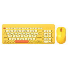 航世（BOW）MK221 无线键盘鼠标套装 混彩复古巧克力无线键鼠 笔记本台式通用键鼠套装 柠檬黄