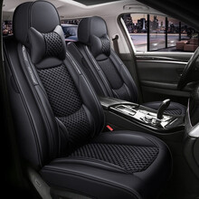 奇瑞捷途X70 COUPE X70S X70M X90 X95专用座套全包围汽车座垫四季通用坐垫 黑色皮革+冰丝豪华版(五座通用款)