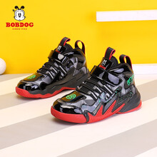 京东超市	
巴布豆儿童二棉鞋薄绒2020年新款冬季加绒保暖皮面防水男孩运动鞋206505935 黑红 26