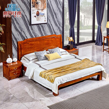 檀卉红木家具非洲花梨【学名：刺猬紫檀】实木大床婚床卧室家具新中式双人床1.2米1.5米1.8米大床 1.5米大床+两个床头柜