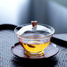 一品工坊 手工盖碗茶杯大号泡茶三才碗功夫茶具品茗杯套装耐热防烫品茗杯主人杯 荷叶盖碗